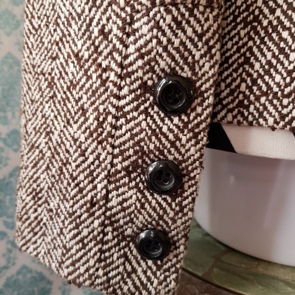 Cropped Peacoat Brown Pea Coat by Miroa Medium Med - Picture 3 of 6